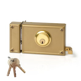 Jis Cerradura de sobreponer 12-12i con golpe y llave, mano izquierda, dorado