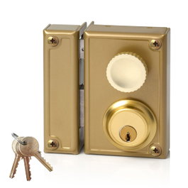 Jis Cerradura de sobreponer modelo 34-7i con pomo, dorado, mano izquierda