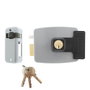Jis Electro Cerradura de Sobreponer Izquierda 1902i Cilindro Regulable 30-80mm 3 Llaves Izquierda Gris/Negro