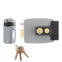 Jis Electro Cerradura de Sobreponer 1903i Apertura Izquierda Pulsador Cilindro Regulable 30-80mm 12v/ac Izquierda Mano