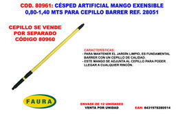 Faura Mango extensible para cepillo de barrer césped 0,80 m - 1,40 m