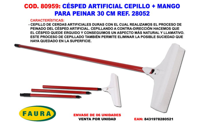 Faura Kit de cepillo para peinar césped 30 cm Faura Kit de cepillo para peinar césped 30 cm