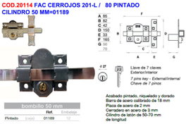 Fac Cerrojo 201-l/80 Gris oscuro