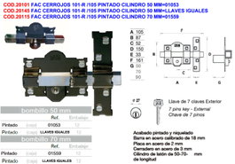Fac Cerrojo 101-r/105 b de 70mm con botón