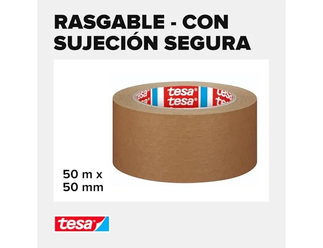 Tesa Tesapack Paper Standard Cinta de Embalaje de Papel Marrón 50 m x 50 mm Tesa Tesapack Paper Standard Cinta de Embalaje de Papel Marrón 50 m x 50 mm