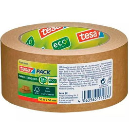Tesa Cinta de Embalaje Tesapack Estándar Ecológico Rollo 50M x 50 mm Papel Marrón