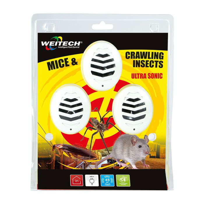 Weitech Repelente de Plagas Ultrasónico Interior Pack 3uds 45 m²