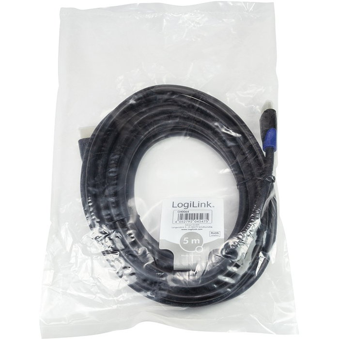 LogiLink Cable HDMI 5m 2.0 con Ethernet 4K2K/60Hz Negro
