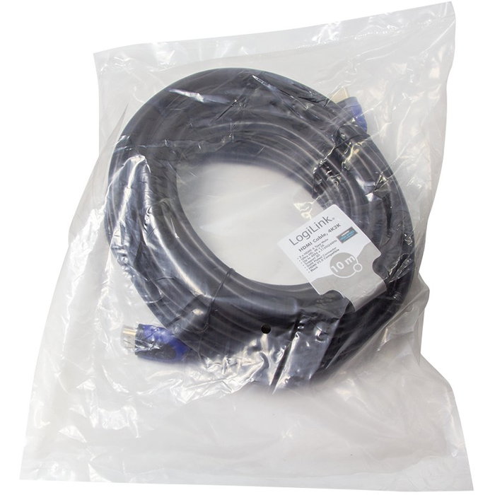 LogiLink Cable HDMI 2.0 con Ethernet de 10m, 4K2K/60Hz, Negro