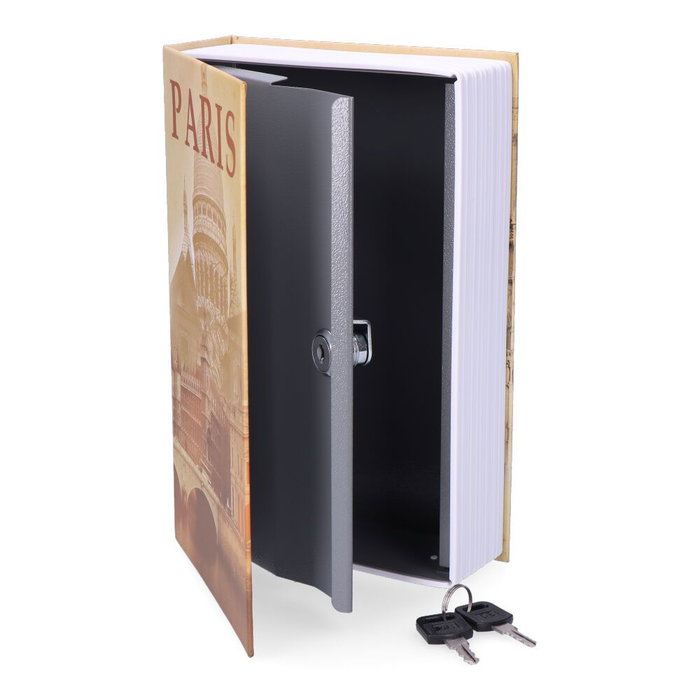 Micel Libro seguridad París cfc08 m13404 con caja oculta, apertura llave, acero gris
