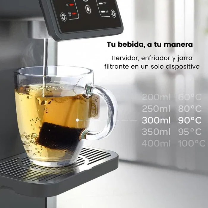 LAICA STAUR001 Dispensador Enfriador de Agua con Filtro, Agua Fría y Caliente, 3.8L, Negro/Acero, para Grifo