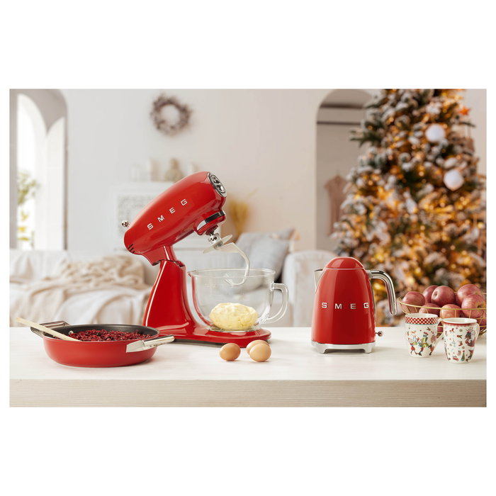 Smeg KLF03RDEU Hervidor de Agua 1.7 Litros 2400W Color Rojo Acero Inoxidable con Indicador de Nivel y Base Giratoria 360°