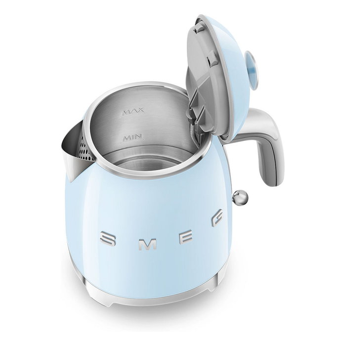 SMEG Hervidor Eléctrico Mini KLF05PBEU, 0.8L, 1400W, Azul, Con Indicador de Nivel y Apagado Automático