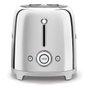Smeg TSF02SSEU Tostador de 4 Rebanadas, Cromo, Acero Inoxidable, 1500 W, 6 Niveles, Ranura Larga, Descongelar, Recalentar