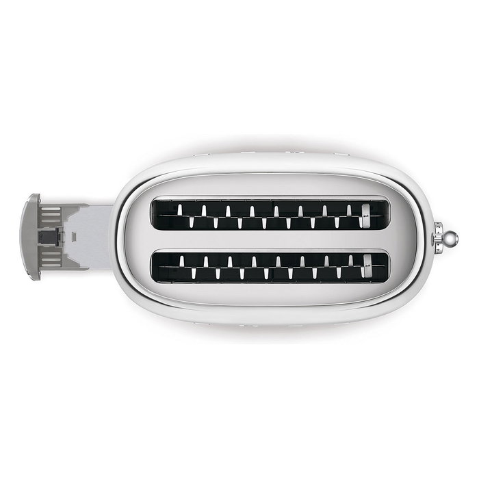 Smeg TSF02SSEU Tostador de 4 Rebanadas, Cromo, Acero Inoxidable, 1500 W, 6 Niveles, Ranura Larga, Descongelar, Recalentar