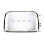 Smeg TSF02SSEU Tostador de 4 Rebanadas, Cromo, Acero Inoxidable, 1500 W, 6 Niveles, Ranura Larga, Descongelar, Recalentar