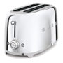 Smeg TSF02SSEU Tostador de 4 Rebanadas, Cromo, Acero Inoxidable, 1500 W, 6 Niveles, Ranura Larga, Descongelar, Recalentar