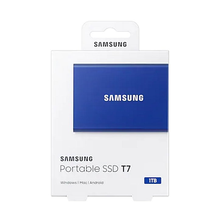 Samsung Disco Duro SSD 1TB T7 PSSD Externo Azul NVMe Lectura 1050MB/s Escritura 1000MB/s