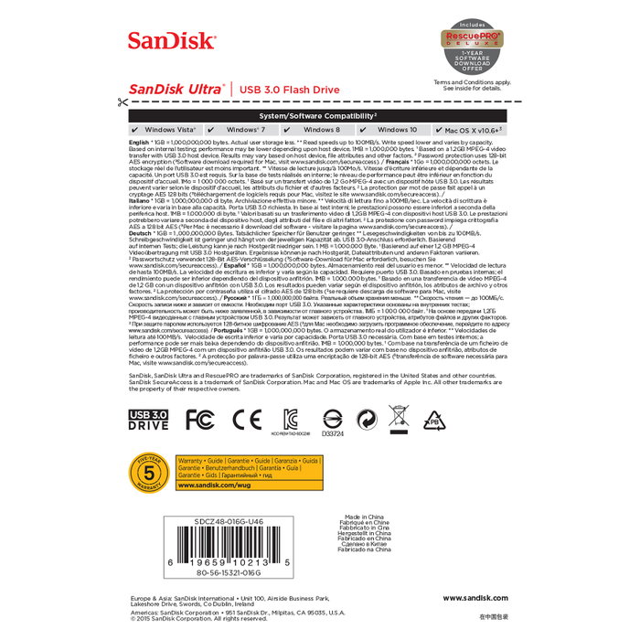 Sandisk Ultra SDCZ48-016G-U46 Unidad Flash USB 16 GB Negro
