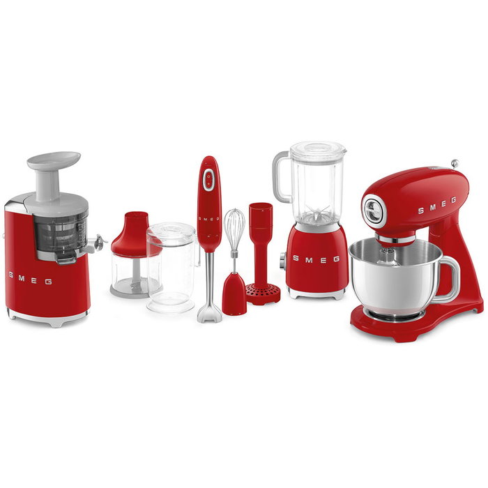 Smeg SMF03RDEU Batidora Amasadora 50's Style Roja 800W, con Tazón de Acero Inoxidable de 4.8L y 10 Velocidades
