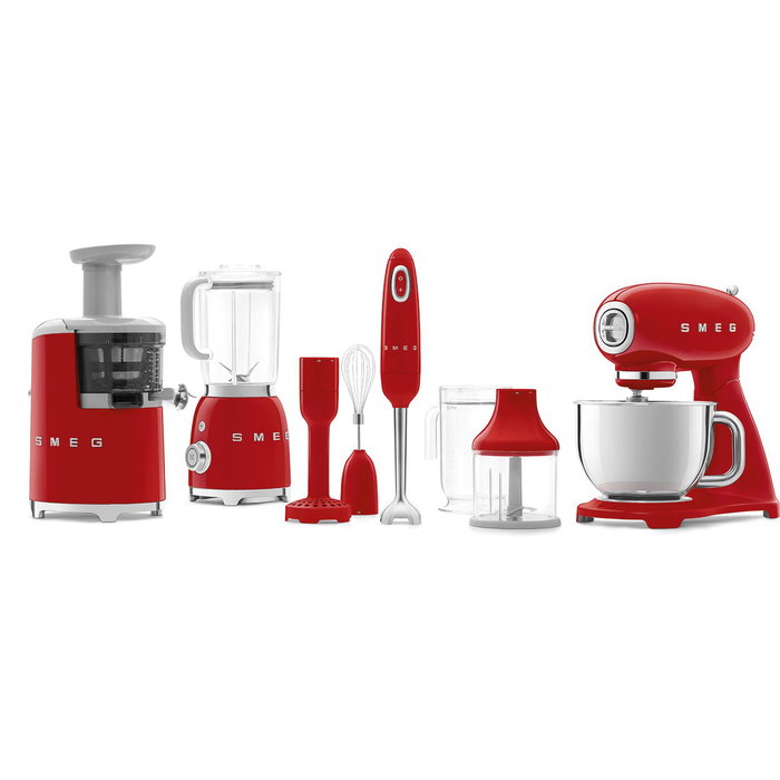 Smeg SMF03RDEU Batidora Amasadora 50's Style Roja 800W, con Tazón de Acero Inoxidable de 4.8L y 10 Velocidades