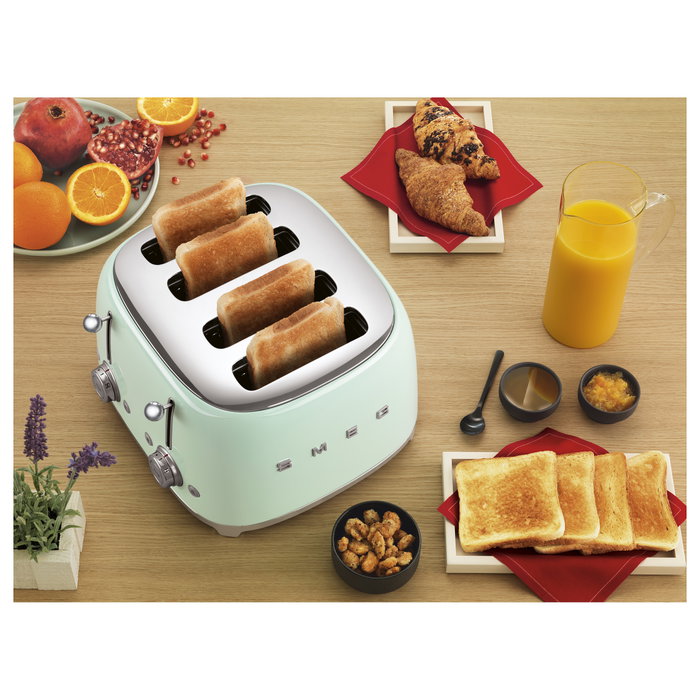 Smeg TSF03PGEU Tostadora 4 Rebanadas Verde Acero Inoxidable 50's Style