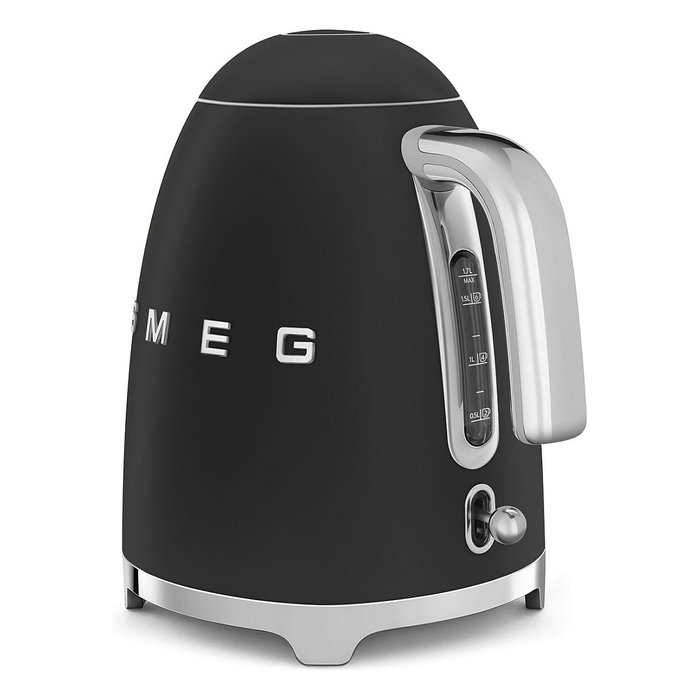 Smeg KLF03BLMEU Hervidor Eléctrico 1.7L 2400W Mate Negro - Acero Inoxidable con Filtro Antical, Apagado Automático y Base Giratoria 360°
