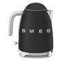 Smeg KLF03BLMEU Hervidor Eléctrico 1.7L 2400W Mate Negro - Acero Inoxidable con Filtro Antical, Apagado Automático y Base Giratoria 360°