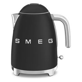 Smeg KLF03BLMEU Hervidor Eléctrico 1.7L 2400W Mate Negro - Acero Inoxidable con Filtro Antical, Apagado Automático y Base Giratoria 360°
