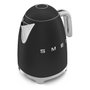 Smeg KLF03BLMEU Hervidor Eléctrico 1.7L 2400W Mate Negro - Acero Inoxidable con Filtro Antical, Apagado Automático y Base Giratoria 360°