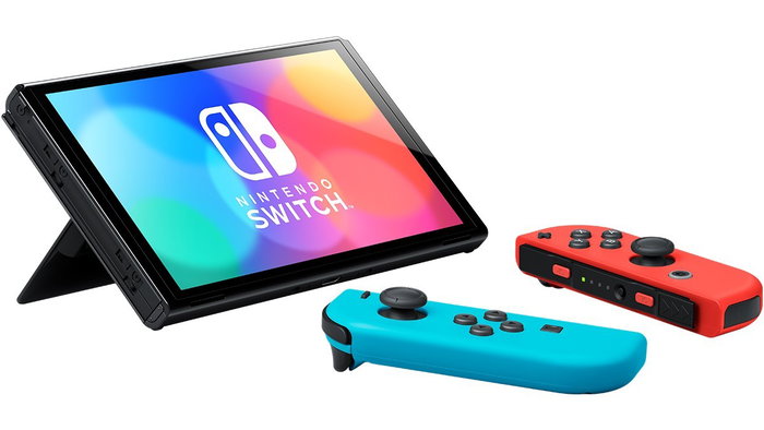 Nintendo Switch OLED con Joy-Con Azul y Rojo Neón, 64 GB