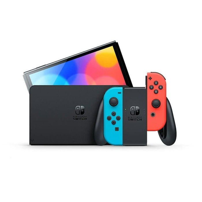 Nintendo Switch OLED con Joy-Con Azul y Rojo Neón, 64 GB