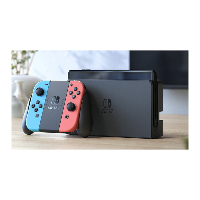 Nintendo Switch OLED con Joy-Con Azul y Rojo Neón, 64 GB