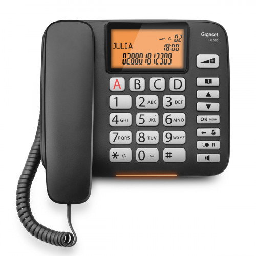 Gigaset DL 580 Teléfono analógico Negro con teclas grandes