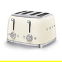 Smeg TSF03CREU Tostador de 4 Ranuras, 2000W, Color Crema, Diseño Años 50, Acero Inoxidable con Función Descongelar y Recalentar