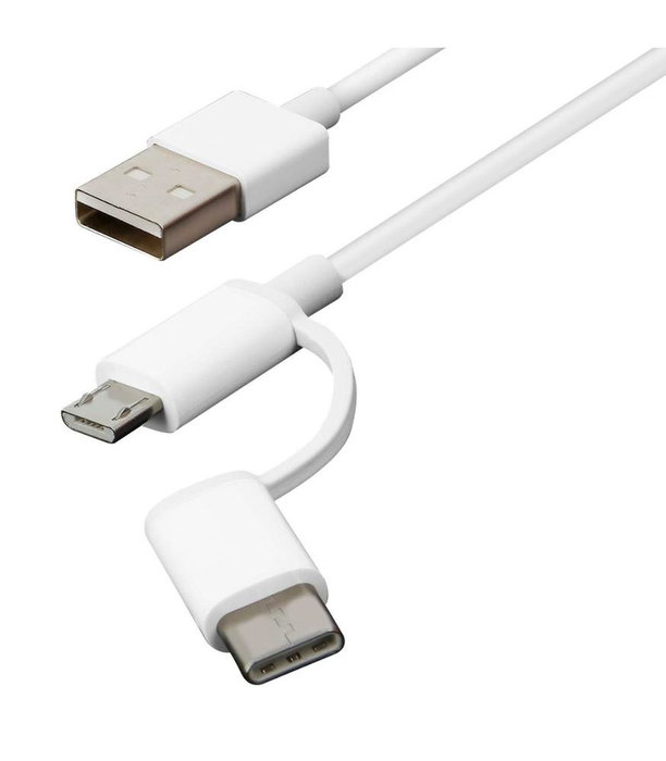 Xiaomi Cable 2 en 1 USB A a Micro USB y USB Tipo C 1m Blanco SJV4082TY