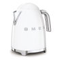 Smeg KLF03WHEU - Hervidor Eléctrico 1.7L 2400W, Blanco, Acero Inoxidable, Base 360°, Apagado Automático