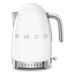 Smeg KLF04WHEU Hervidor Eléctrico Blanco 1.7 Litros 2400W, Acero Inoxidable, 7 Ajustes de Temperatura, Función Mantener Caliente