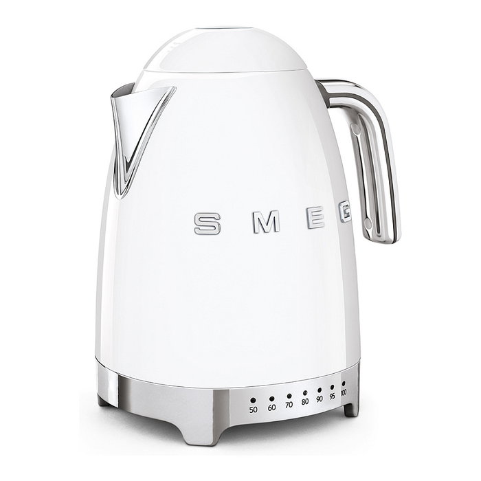 Smeg KLF04WHEU Hervidor Eléctrico Blanco 1.7 Litros 2400W, Acero Inoxidable, 7 Ajustes de Temperatura, Función Mantener Caliente