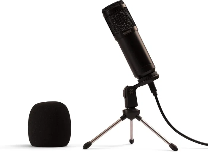 Sparco Micrófono Gaming SPMIC USB para PC, Negro, Patrón Cardioide, Plug and Play con Trípode Ajustable y Filtro Antiviento Incluido