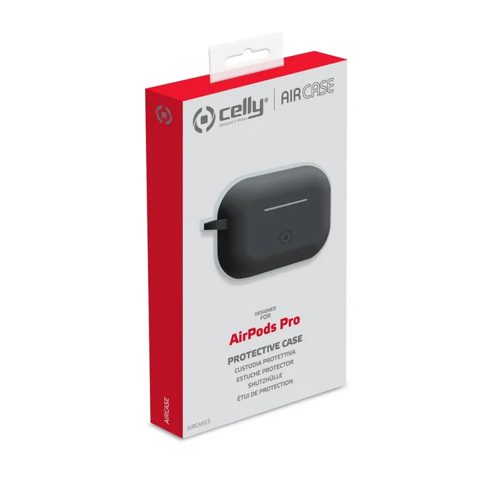 Celly AIRCASE3BK Protectora para AirPods Pro, Silicona, Negro