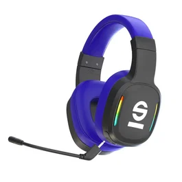 Sparco SPWHEADPHONEPRO Race - Auriculares Gaming Inalámbricos Diadema con Micrófono Extraíble, Luces RGB, USB Tipo C, Color Negro y Azul