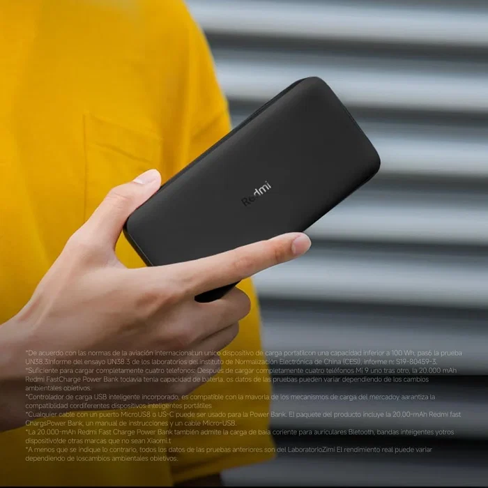Xiaomi Redmi Power Bank 20000mAh 18W Fast Charge Negro