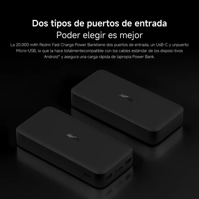 Xiaomi Redmi Power Bank 20000mAh 18W Fast Charge Negro