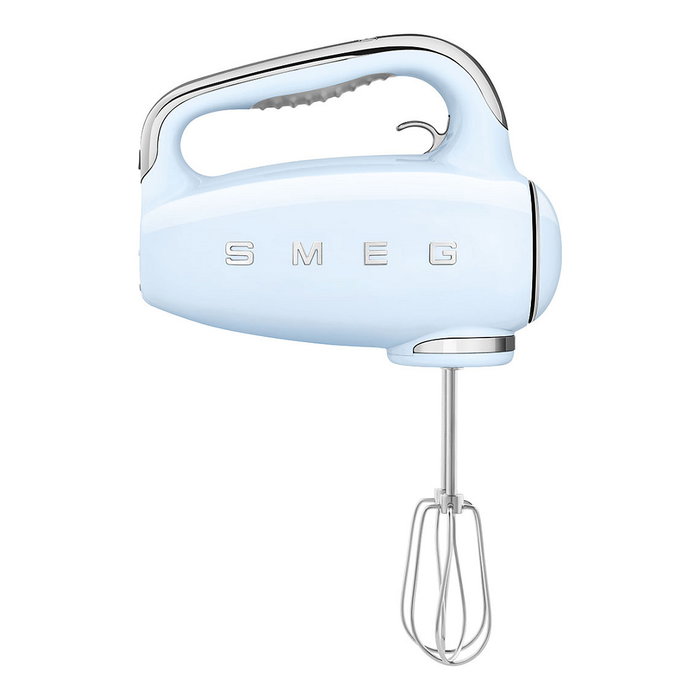 Smeg HMF01PBEU Batidora de Mano Retro 50s Azul Pastel, 250W, 9 Velocidades, Ganchos y Batidor, Aluminio y Acero Inoxidable