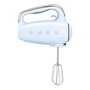 Smeg HMF01PBEU Batidora de Mano Retro 50s Azul Pastel, 250W, 9 Velocidades, Ganchos y Batidor, Aluminio y Acero Inoxidable
