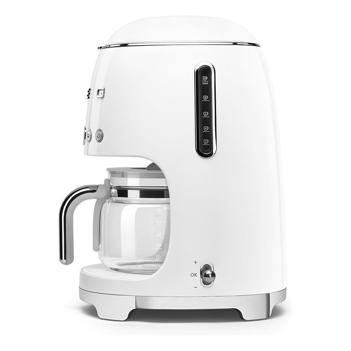 Smeg Cafetera de Filtro Automática Estilo 50s DCF02WHEU, 1.4L, Ajuste de Intensidad, Manten Caliente, Programable, Blanco