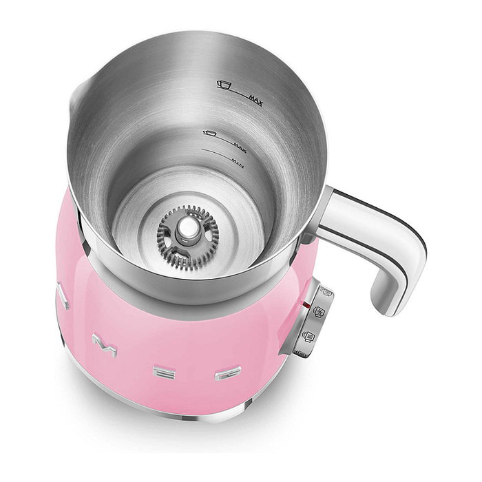 Smeg MFF11PKEU Espumador de Leche Automático, Rosa, Acero Inoxidable y Plástico, 250 ml, 8 Funciones, 500 W