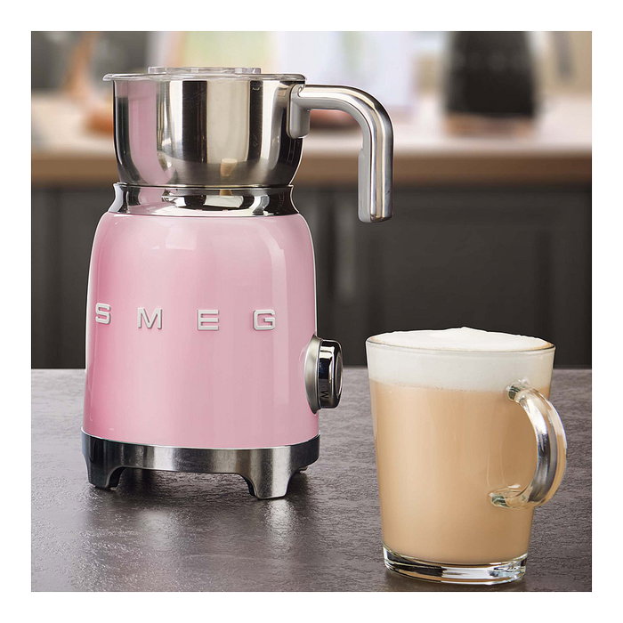 Smeg MFF11PKEU Espumador de Leche Automático, Rosa, Acero Inoxidable y Plástico, 250 ml, 8 Funciones, 500 W