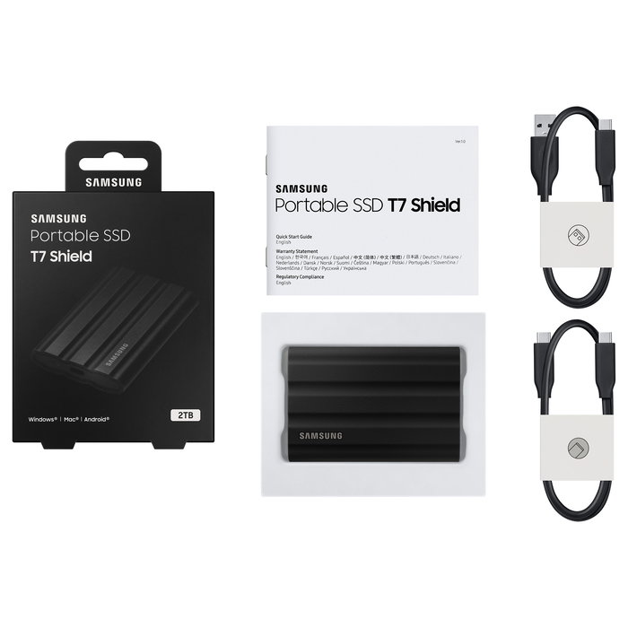 Samsung SSD Portátil T7 Shield MU-PE2T0S 2 TB USB-C 3.2 Gen 2 1050 MB/s Negro Resistente Agua y Polvo CE Samsung SSD Portátil T7 Shield MU-PE2T0S 2 TB USB-C 3.2 Gen 2 1050 MB/s Negro Resistente Agua y Polvo CE